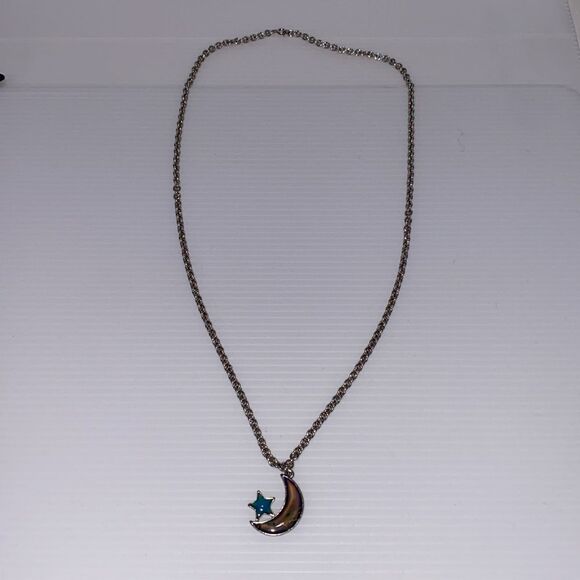 Moon And Star Mood Necklace With Silver Tone 24" Rope Chain - Picture 6 of 7
